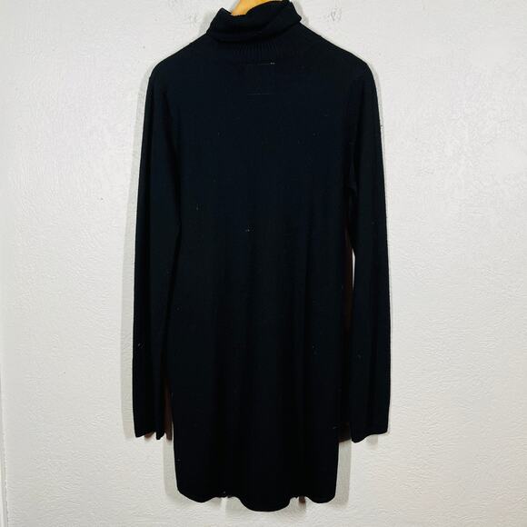 ONE Sweater Dress Long Sleeve Knit Casual Black Mock Neck Modest Capsule - M - Picture 4 of 6